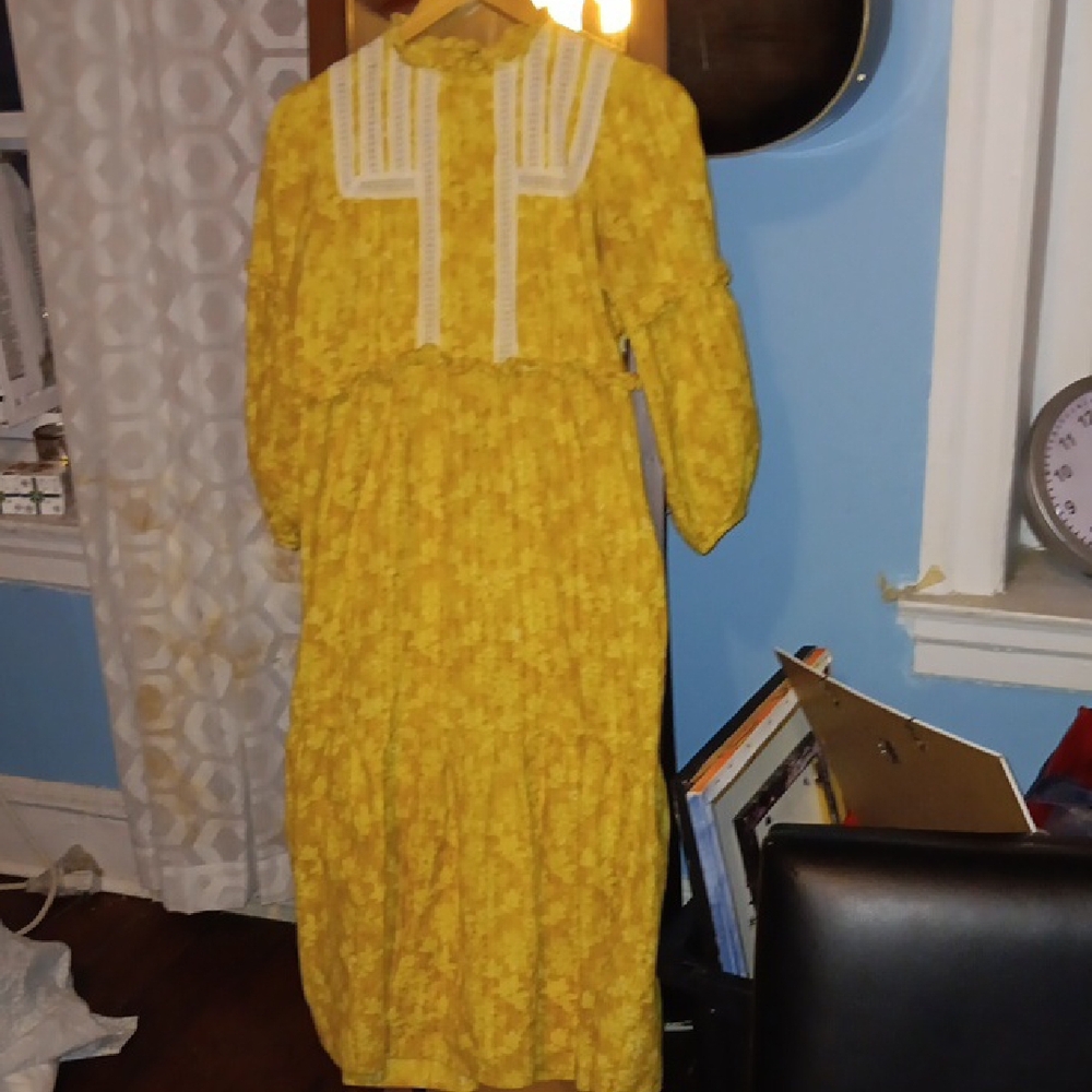 Free People Yellow Long Sleeve Dress
